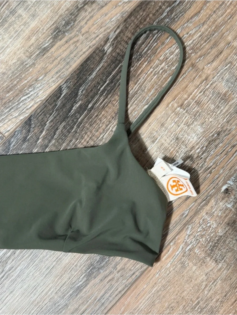 Tory Burch Olive Green Square Neck Bikini Set High Waist